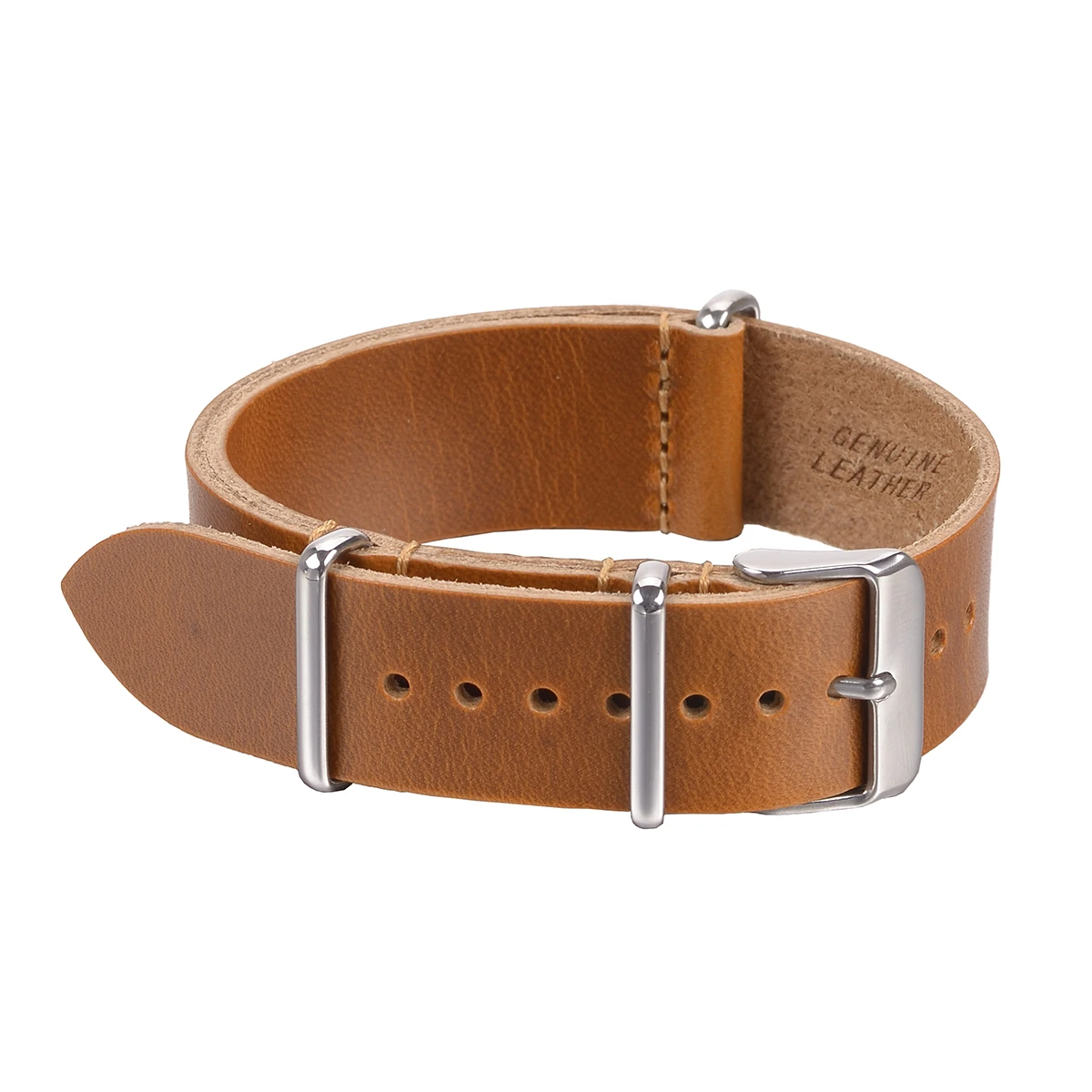 Light Brown Кожаный ремешок EACHE с небольшим отверстием для часов Nato, винтажный ремешок из натуральной кожи, больше цветов и размеров, 18 мм, 20 мм, 22 мм - Цвет ремешка: Light Brown