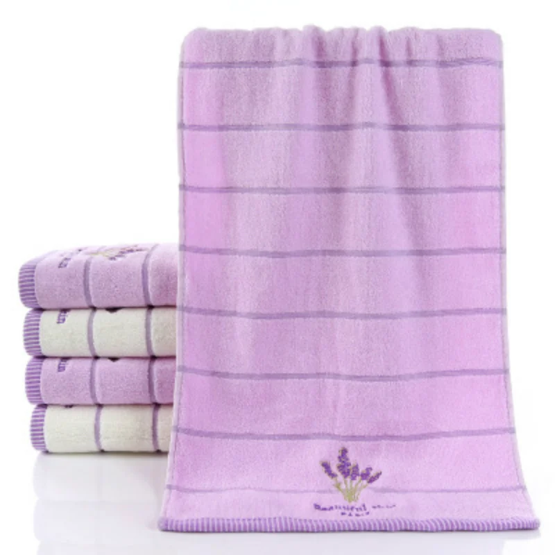 

Pure Cotton Embroidery Soft Face Towel Hand Towel For Adults High Absorbent Hotel Home Use Lavender Flower Green Tea 34*73cm 1PC
