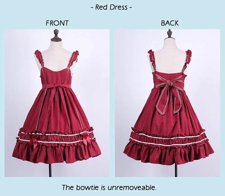 Only Red Dress Платье в стиле Лолиты; милая рубашка для девочек в стиле каваи; винтажная юбка принцессы горничной в готическом стиле с высокой талией; цвет красный, черный, розовый; женская летняя юбка - Цвет: Only Red Dress