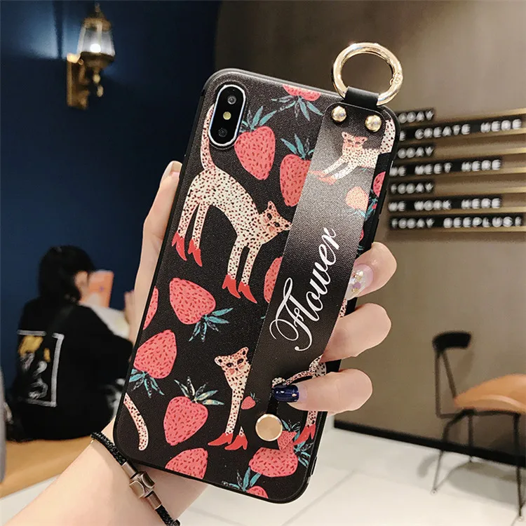 Милые цветы с чехол с функцией стойка для samsung S10 Plus S9 S8 Note 9 8 ремешок на запястье кольцо Пряжка Мягкий ТПУ чехол для телефона
