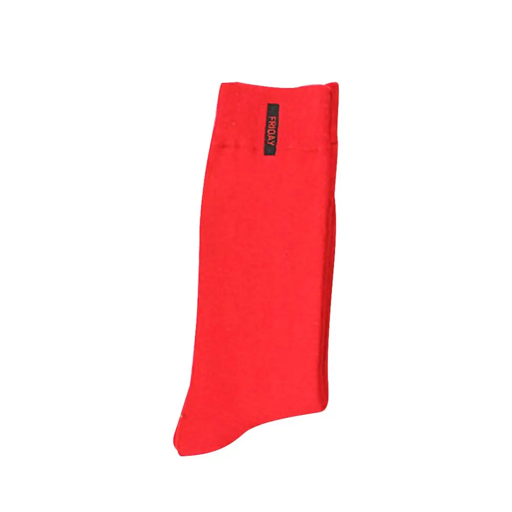 Red Men Cotton Socks Fashion Weekly Solid Color Business Casual British Style Socks Hip Hop - Color: Red