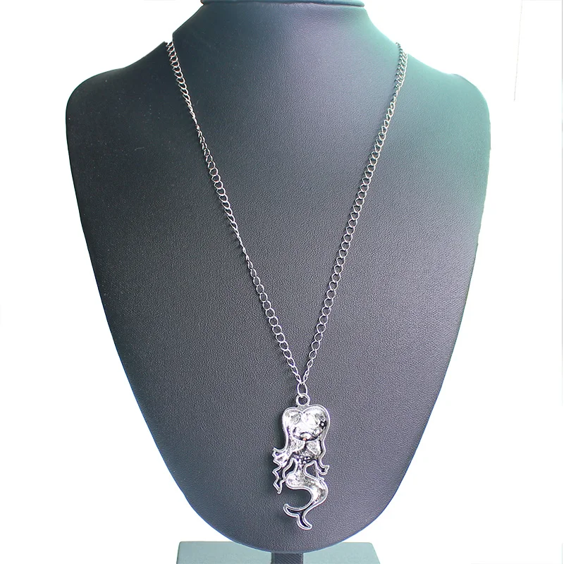 ISINYEE винтажная Маленькая подвеска в виде русалки длинное ожерелье с цепочкой для