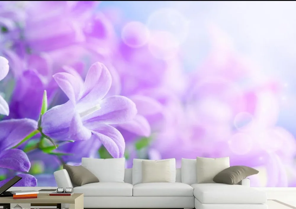 Фон для фотографий с фиолетовыми цветами фэнтезийные 3D обои настенные на заказ
