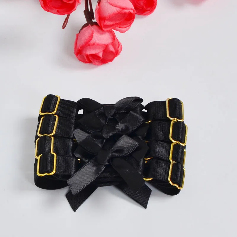 

Sexy Black Bowknot Arm Bracelet Fetish Body Cage Harness Wristband Bangle Strap Body Bondage Black and Gold Buckle Choose O0223