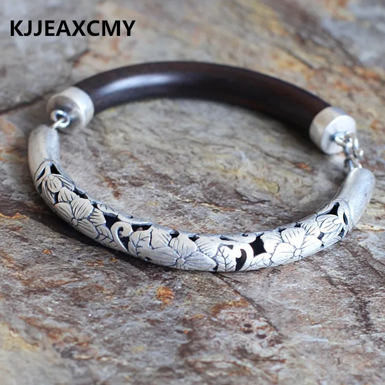 KJJEAXCMY Silver Products the Whole Network Cheap Semi - Hollow Sterling Couple Models Ebony Bracelet Half Generic Models