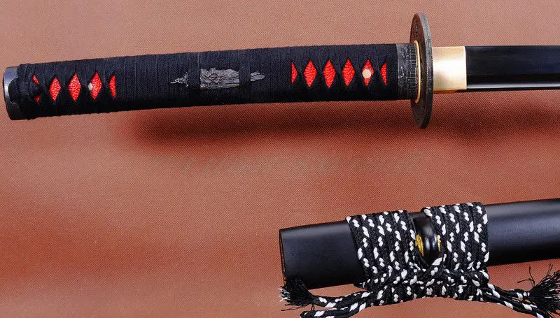 Японский Samurai Katana черный сверкающий стальной полностью острый ручной работы|katana