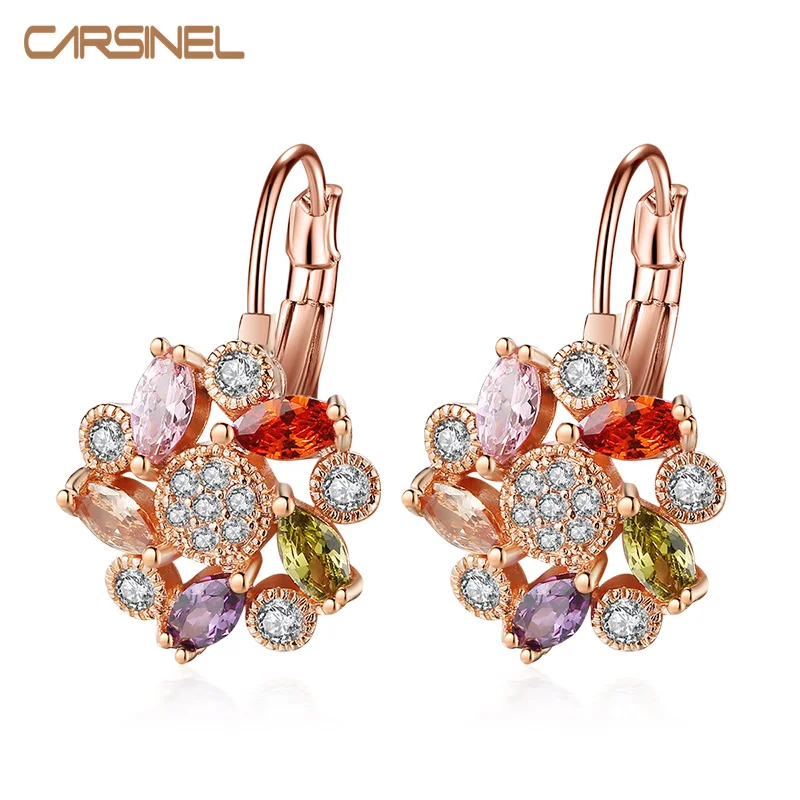 Серьги кольца CARSINEL с кристаллами из циркония для женщин 2018 бижутерия свадебные
