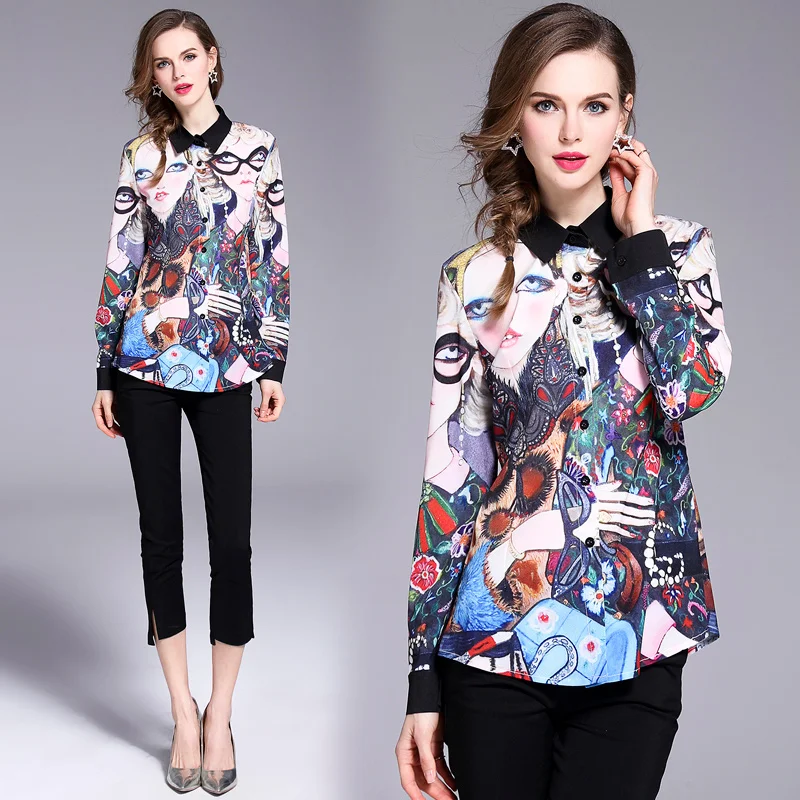 Casual Women tops Blouses Fashion Long Sleeve Turn Down Collar Shirt New Spring Autumn Vintage OL |