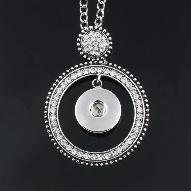 Новая Мода Круглый кнопки Jewelry Подвеска Цепочки и ожерелья с цепью Fit 18 мм Кнопка xinnver Цепочки и ожерелья украшения для Для женщин ZG088