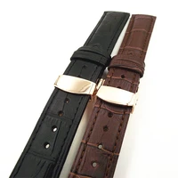 rose gold buckle 1pcs 20mm genuine leather watch band bamboo grain watch strap watch parts black coffee color available 120303