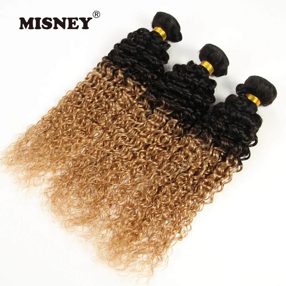 

Indian Non Remy Ombre Human Hair Exension Jerry Curl T1B27 Two Tone 3 Bundles Hair Weaving 100g/pc