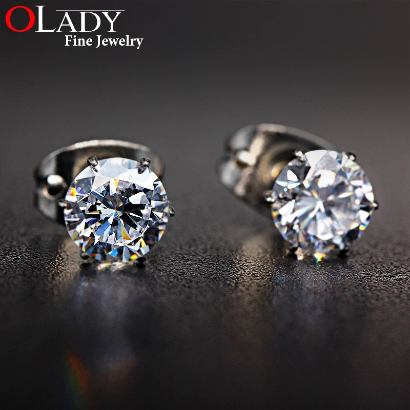 Серьги пусеты [нержавеющая сталь] из ААА циркония для девочек гипоаллергенные