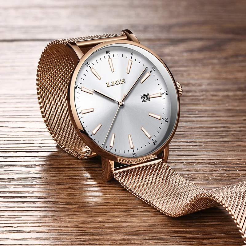 Женские кварцевые наручные часы LIGE повседневные водонепроницаемые для деловых