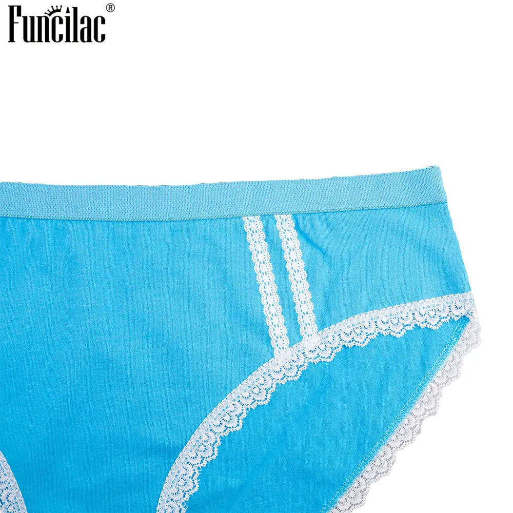 FUNCILAC хлопковое нижнее белье женские сексуальные кружевные трусы большие размеры