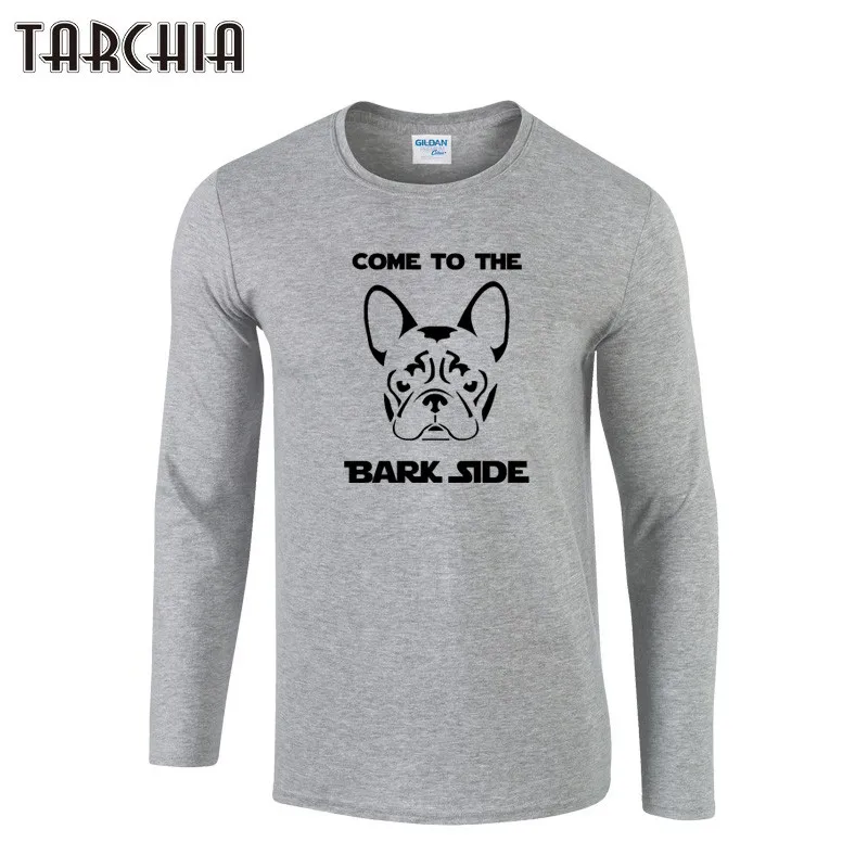 

TARCHIA Autumn COME TO THE BARK SIDE Men T-Shirts Fashion Casual Cotton Slim T Shirts Long Sleeve O-Neck Men Tops Tess Shirt