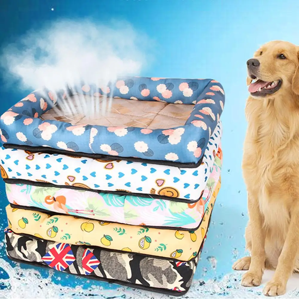 Print Summer Ice Silk Pet Dog Cooling Mat For Cat Dogs Floor Mats Blanket Sleeping Bed Cushion Cold Pad 4 Size Supplie | Дом и сад
