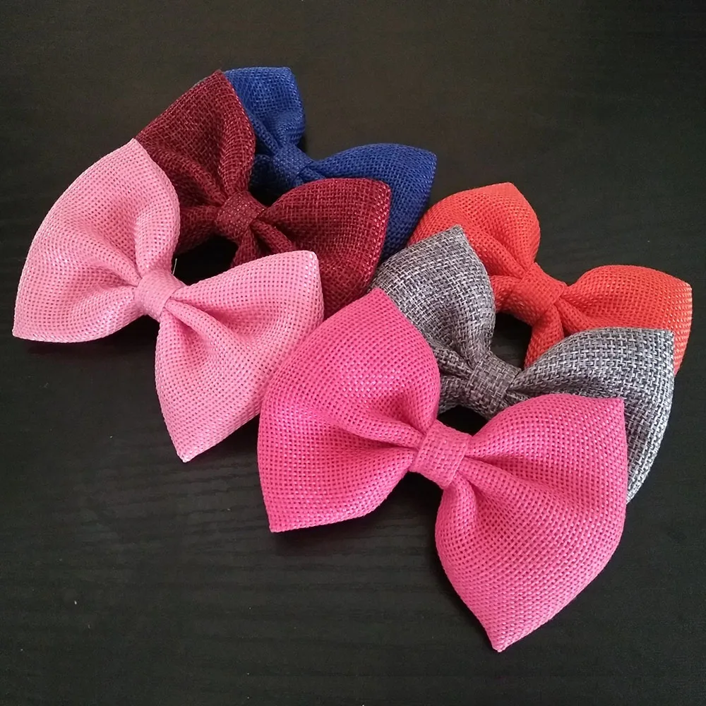 24 шт./лот большие 4 дюймовые банты из мешковины без зажимов для волос аксессуары 16