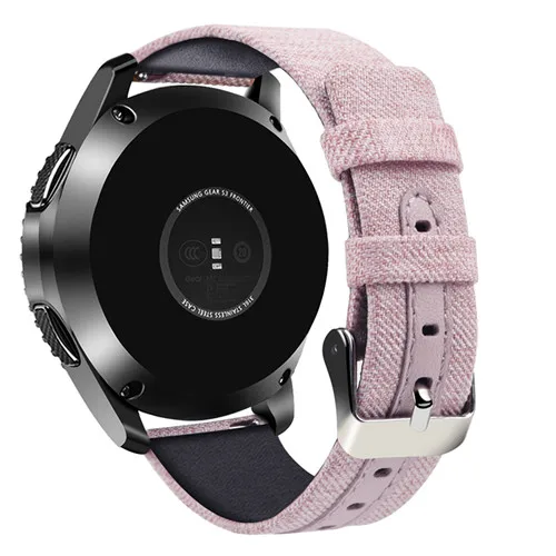 apricot Спортивный нейлоновый+ кожаный ремешок для samsung Galaxy Watch 46 мм/gear s3, ремешок для часов, повседневный джинсовый холст, сменный Браслет 22 мм - Цвет ремешка: apricot