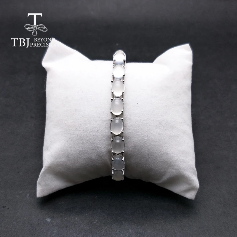 Женский браслет с лунным камнем TBJ овальный натуральным индийским белым 6*8 мм