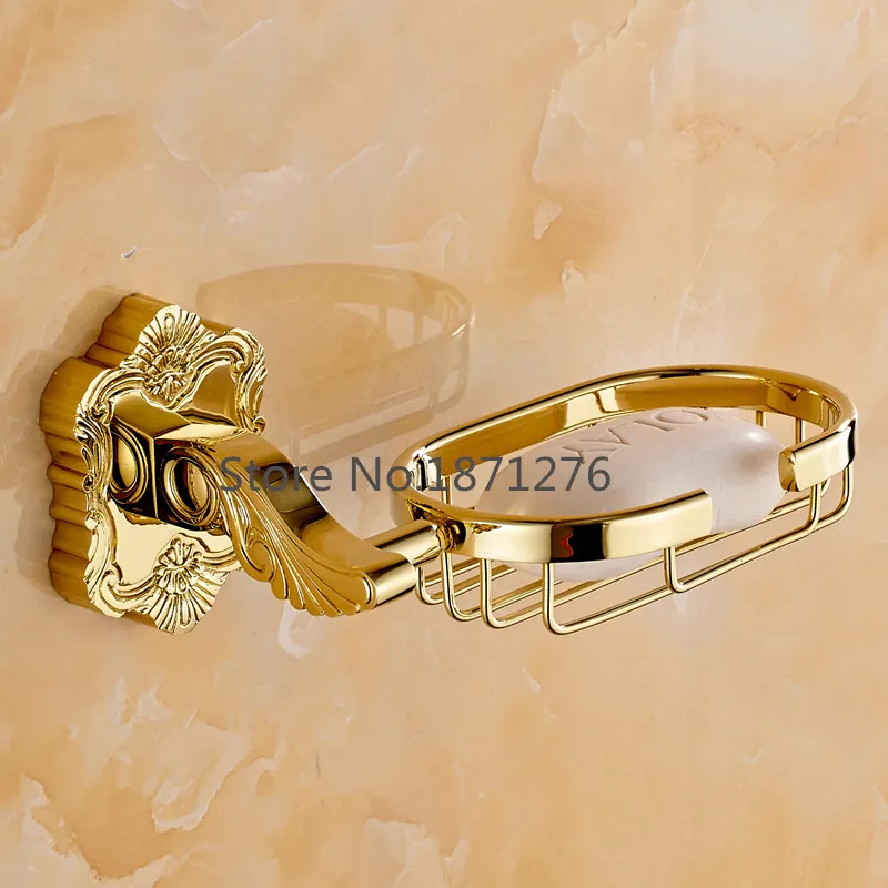 Настенное крепление Золотой резной держатель для мыла твердая латунная корзина