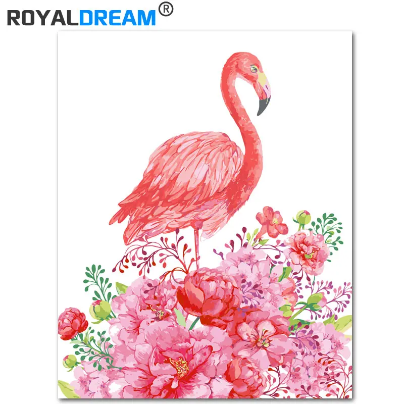 huayuhuolieniao3 ROYALDREAM цветок Фламинго Сделай Сам краска по номерам Акриловая Краска по номерам ручная краска ed Масляная Краска на холсте для домашнего декора - Цвет: huayuhuolieniao3