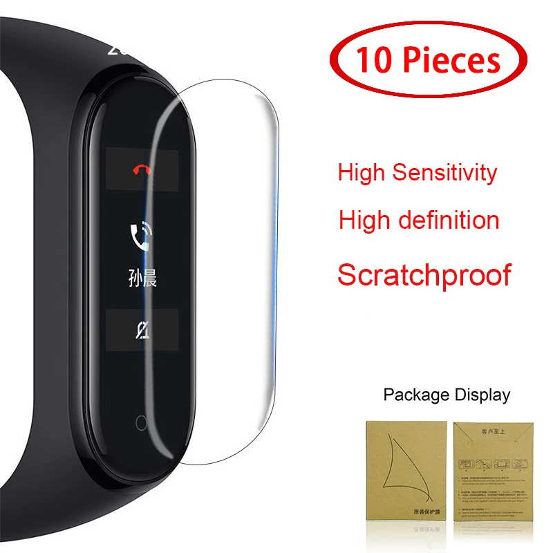 10 шт./лот оптовая продажа! Оригинальное качество mi Band 4 защитные пленки полное