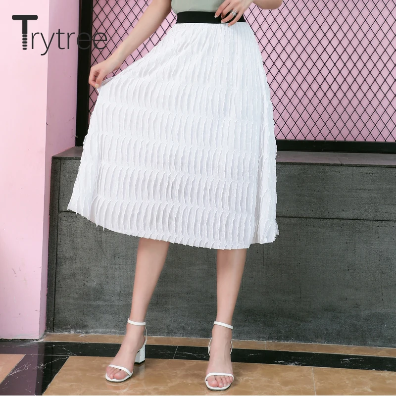 Женская юбка в полоску Trytree повседневная многослойная трапециевидной формы до