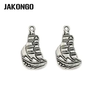 jakongo antique silver plated boat ship charm pendant jewelry findings accessories making fit bracelet craft diy 22x12mm
