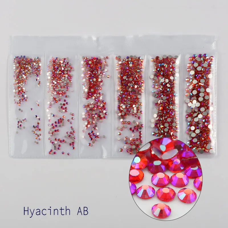 hyacinth AB Новые смешанные размеры SS4-SS12 красочные 1680 шт 3D не горячей фиксации ногтей Flatback украшения из страз танцевальные костюмы - Цвет: hyacinth AB