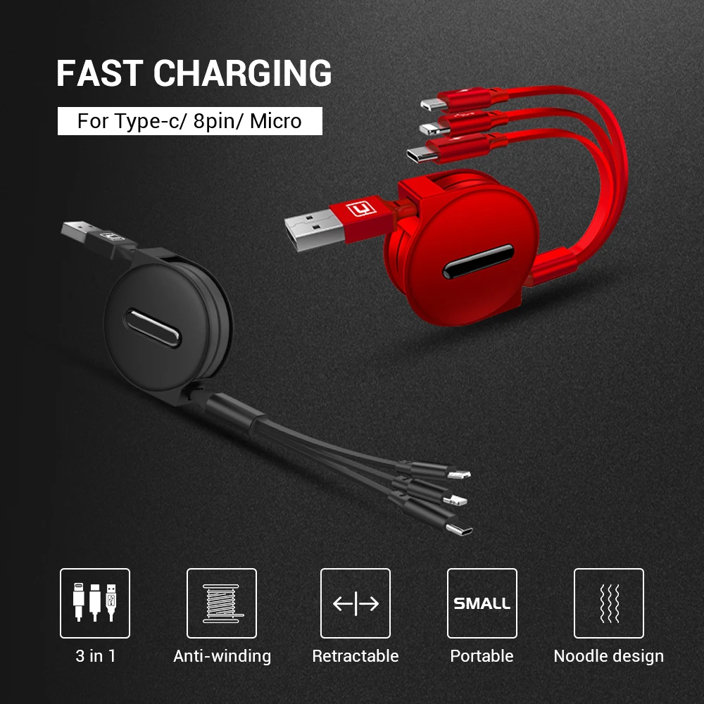 Highever 3 в 1 Выдвижной светодиодный модуль панели управления USB TYPE C 8Pin для Xiaomi samsung