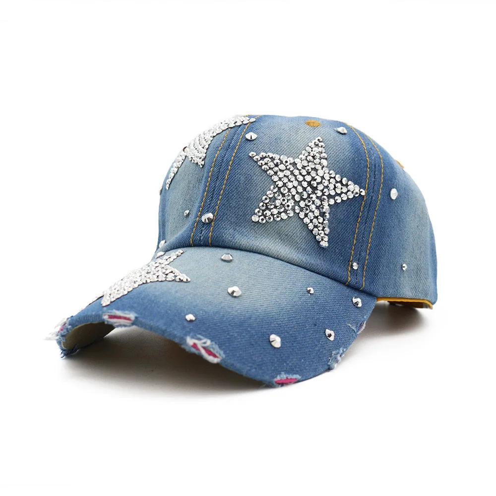 2019 New diamond Fashion Denim Baseball Cap Vintage Hip Hop Hat Spring Summer  Woman Casual Hats Cotton Sport Unisex Trucker cap