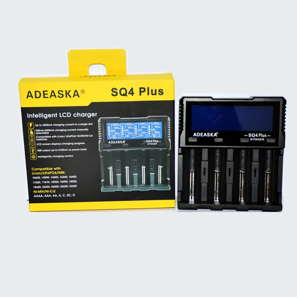 ADEASKA S Q4 PLUS ЖК-дисплей USB Быстрое интеллектуальное зарядное устройство для Li-ion/IMR/LiFePO4/Ni-MH 18650 26650 батарея PK SC4