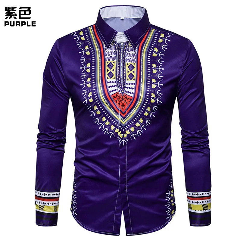 Мужская одежда рубашка Blusas новая печать мужская повседневная с длинными