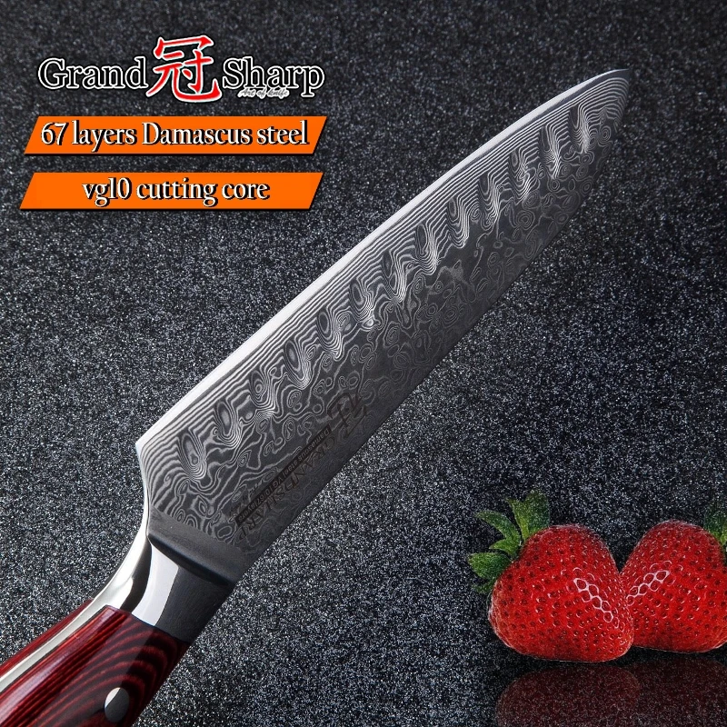 Дамасский нож шеф повара японский дамасский стальной кухонный Santoku Sushi Sashimi для