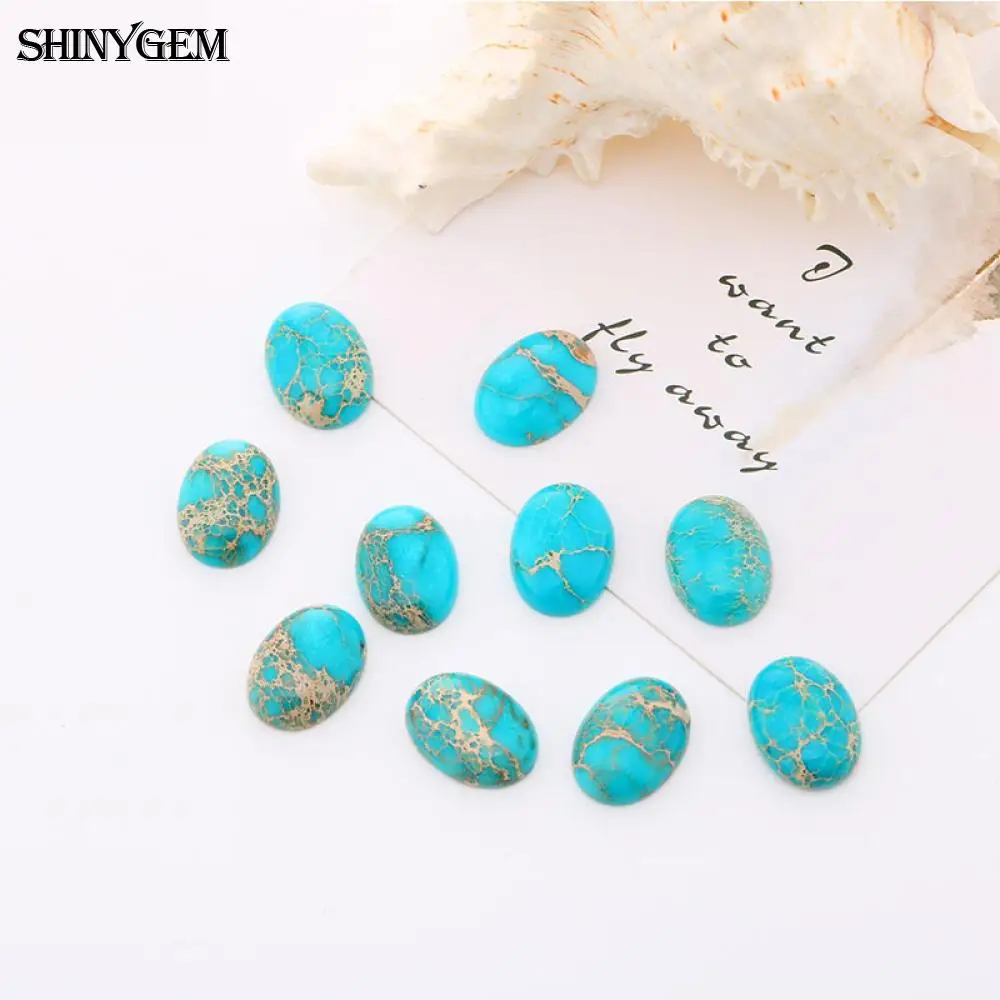 ShinyGem 13x18 мм Овальный Синий Морской осадочный Jaspers кабошон Гладкий изогнутый натуральный камень кольцо Кабошон для изготовления ювелирных изделий 10 шт./лот