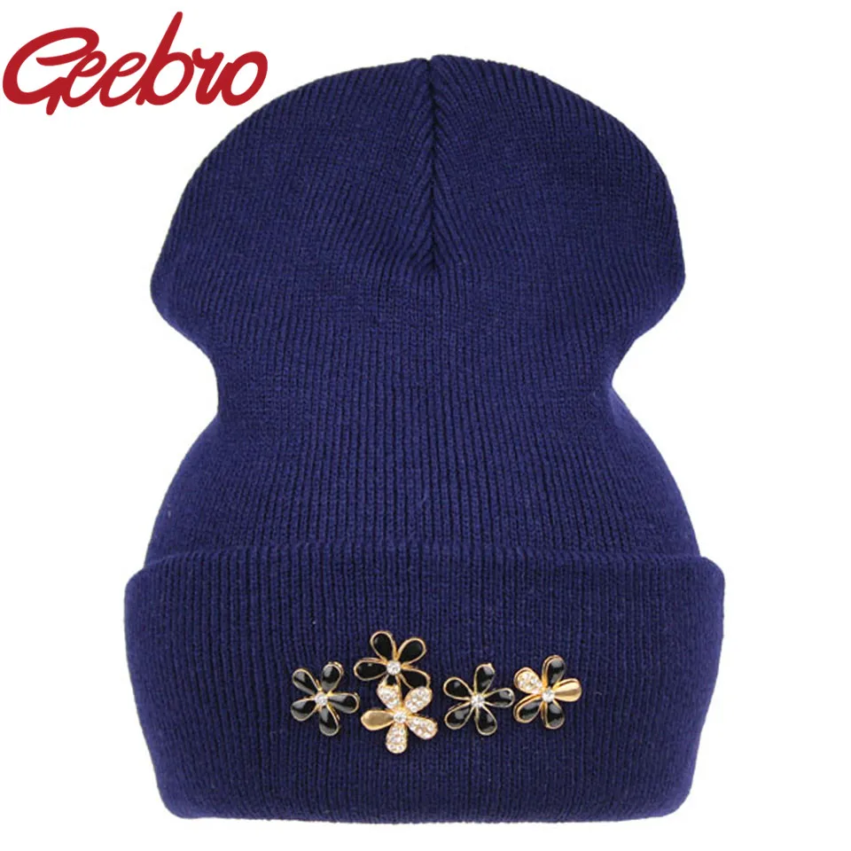 Женские зимние шапки Geebro теплая вязаная шапка в стиле хип-хоп цветная шапочка с
