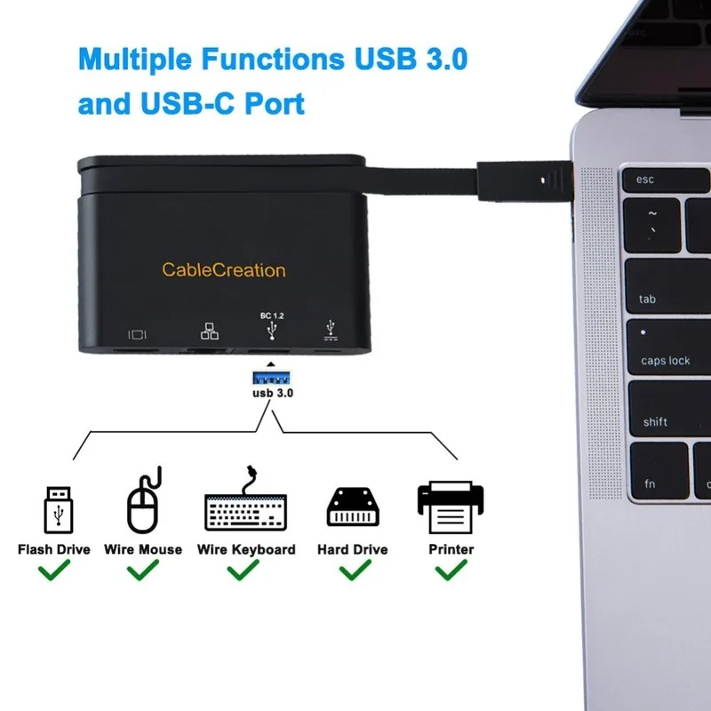 USB-C многопортовый адаптер концентратор USB Type C к HDMI 4K + 3 0 RJ45 Gigabit Ethernet для работы