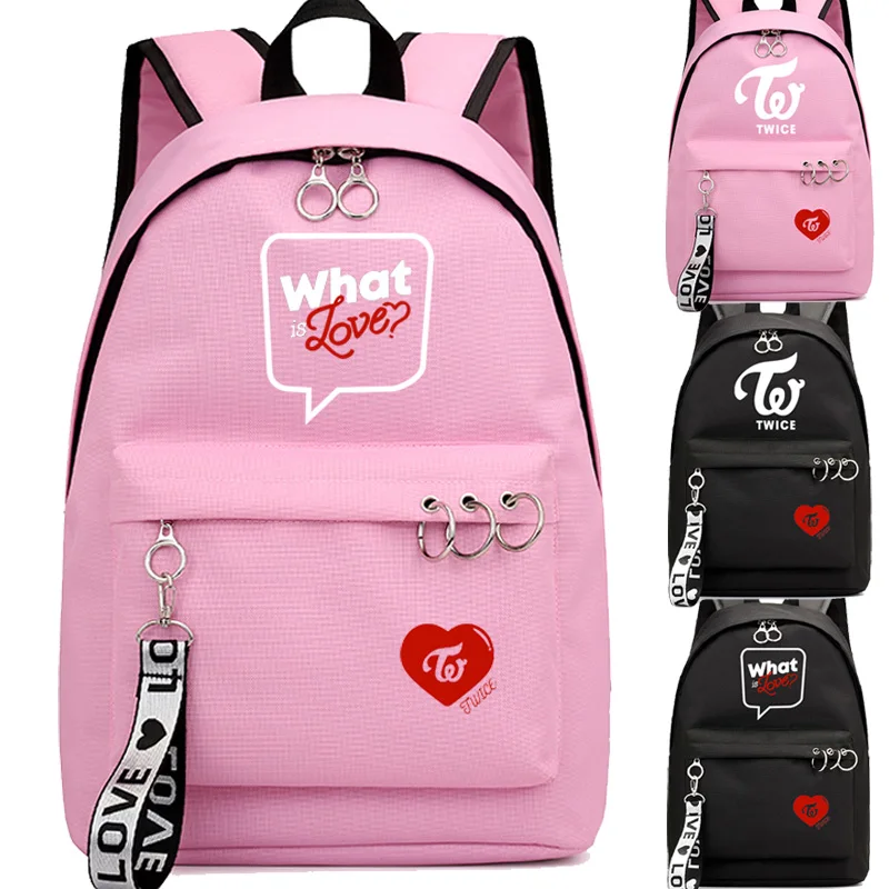 

TWICE New Casual Style Backpack Teens Boys Girls Back to School Gift Rucksack What Is Love Cute Fashion Mochila