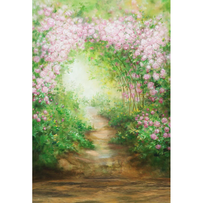 Oil painting Flower Backdrop Photography Children Green Background for Photographers Studio Computer Printed portrait old master |