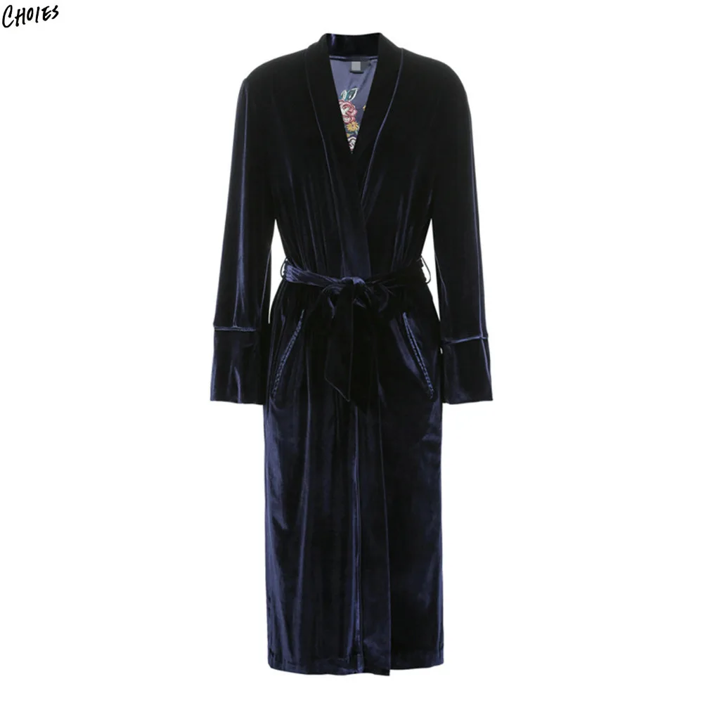 2 Colors Floral Embroidery Back Velvet Trench Coat Women Tied Waist V Neck Long Sleeve 2017 New Autumn Longline Outwear | Женская одежда