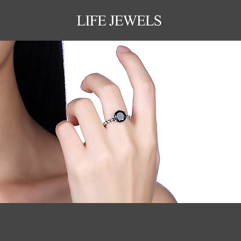Authentic 100% 925 Sterling Silver Black Zircon Rings Charm l Women Luxury Valentine's Day Gift Jewelry 18105 | Украшения и