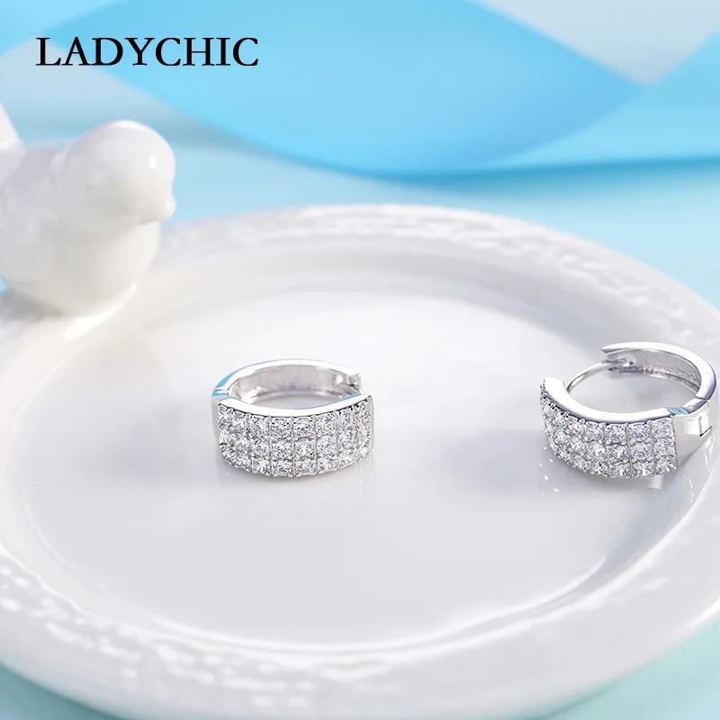 LADYCHIC изысканные женские круглые серьги кольца с 3 рядами Блестящий австрийский
