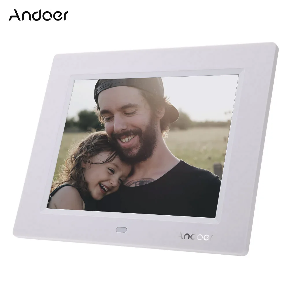 Белый Andoer 8 ''ультратонкий 1024*600 HD TFT-LCD Цифровая фоторамка Будильник MP3 MP4 видеоплеер с дистанционным управлением рабочего стола - Цвет: Белый