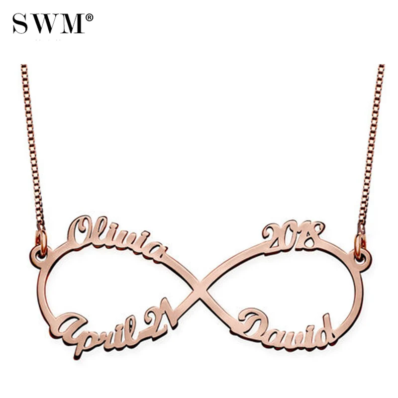 Женское ожерелье с подвеской Infinity 4 имени золотого цвета|Ожерелья подвеской| |