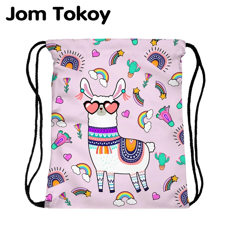 JomTokoy, новинка, Модный женский рюкзак на шнурке, альпака, с принтом, для путешествий, мягкий, для женщин, Mochila, на шнурке, сумки, skd27139