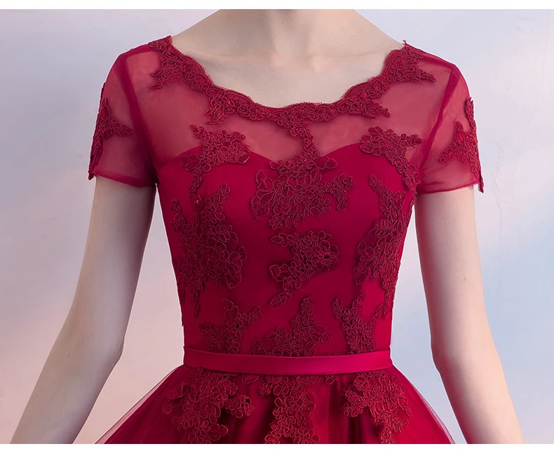 Luxury High Low Prom Dresses Elegant Short Front Long Back Red Prom Dresses With Cap Sleeves Plus Size Prom Gown