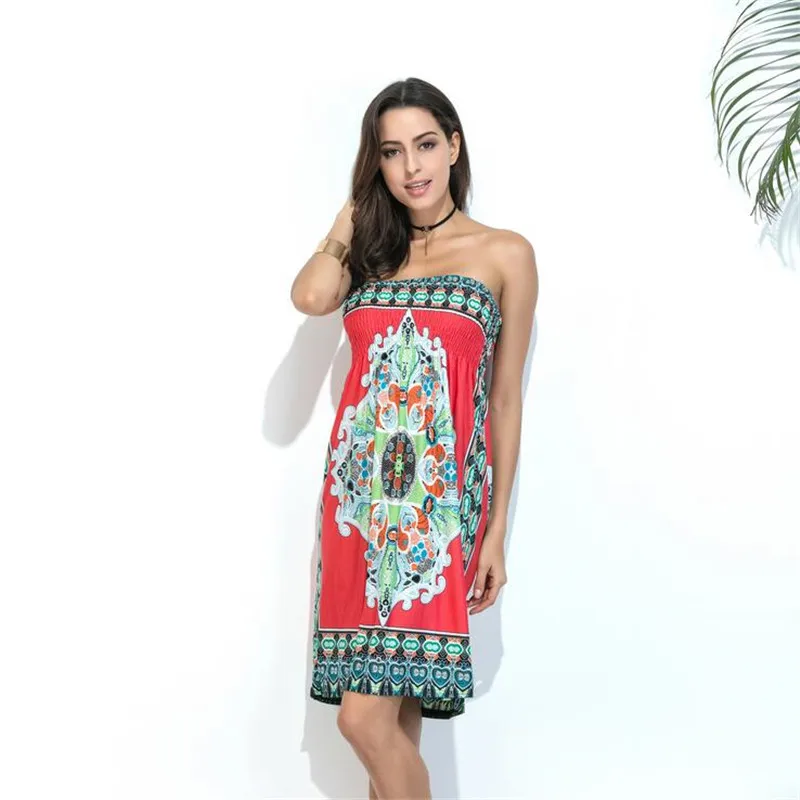 Женское пляжное платье Boho летнее Клубное макси с открытыми плечами туника