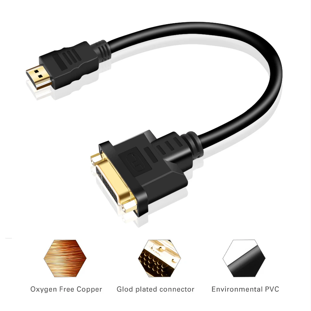 Kebidu новинка 2019 года адаптер кабеля HDMI-DVI M-F 24 + 5 переходник HDMI штекер-DVI гнездовой