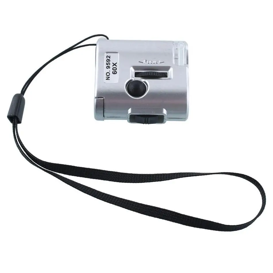 Mini Pocket 60X Magnifier Microscope Lens Micro Jewelry Magnifier Loupe With LED Light