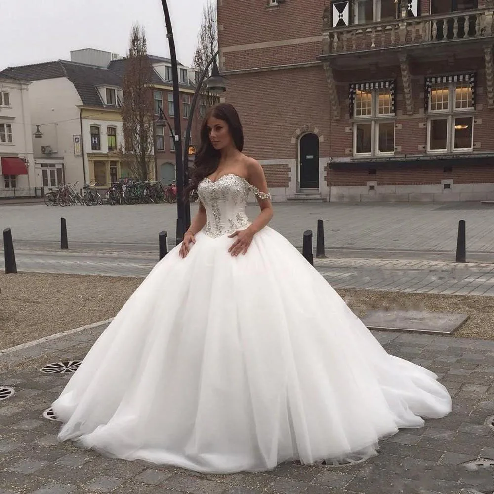 Robe de mariage свадебное платье 2018 Свадебные платья с открытыми плечами Кристаллы